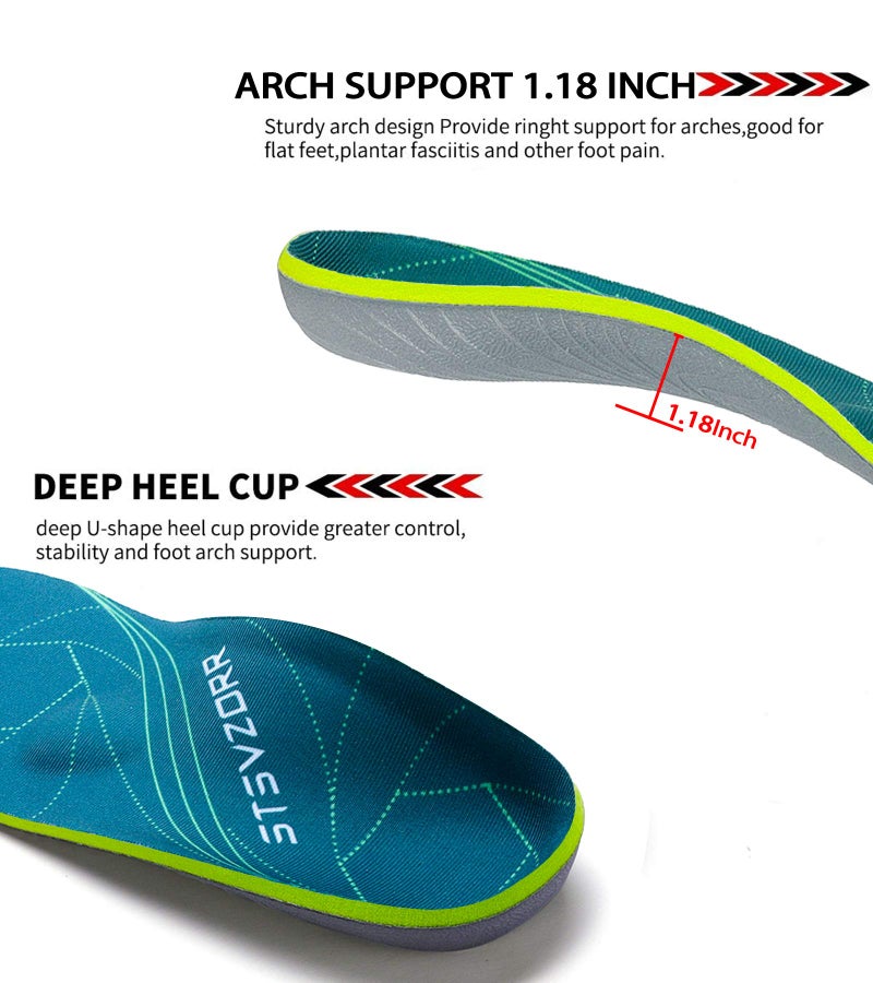 STSVZORR Orthopedic Insoles Plantar Fasciitis Arch Support Flat Feet Heel Spurs and Foot Pain Running Shock Absorption Inserts Men (8-8 1/2) | Women (10-10 1/2) - Image 3